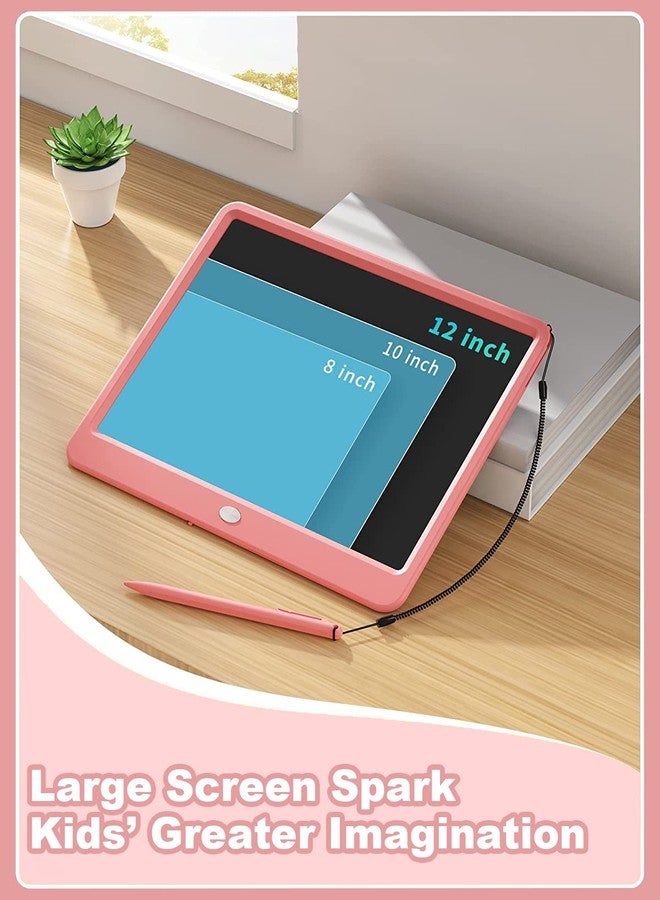 proffisy LCD Writing Tablet, Proffisy 12Inch/30.4 cm Erasable Writing Pad, Paperless Digital Tablet E-Writer Pad for Kids Children at Home and School(Multicolor-Pink) - Image 2